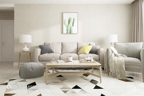 素色客廳中的花卉 簡(jiǎn)約與生機(jī)的完美交融